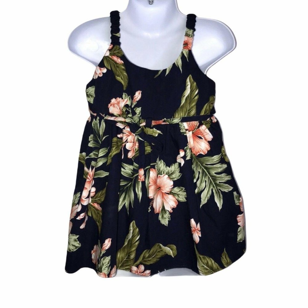 Ky's Floral Plumeria Hawaiian Sleeveless Top 4 - Picture 6 of 8
